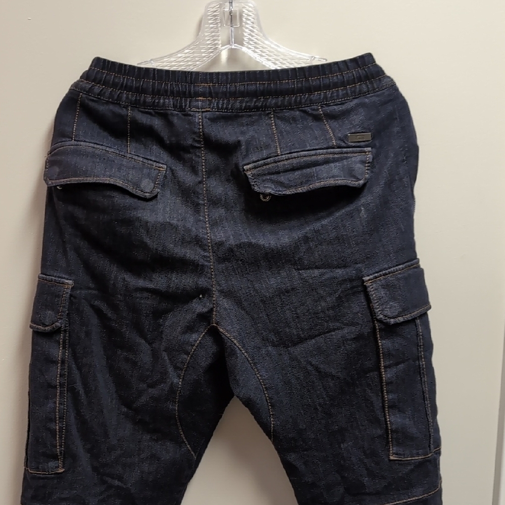 Armani Exchange Men's Dark Blue Cargo Joggers with Utility Pockets - Picture 5 of 6